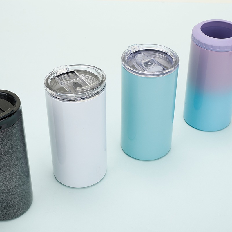 跨境创意渐变色16oz保冷罐304不锈钢直身保温杯家用可乐啤酒罐