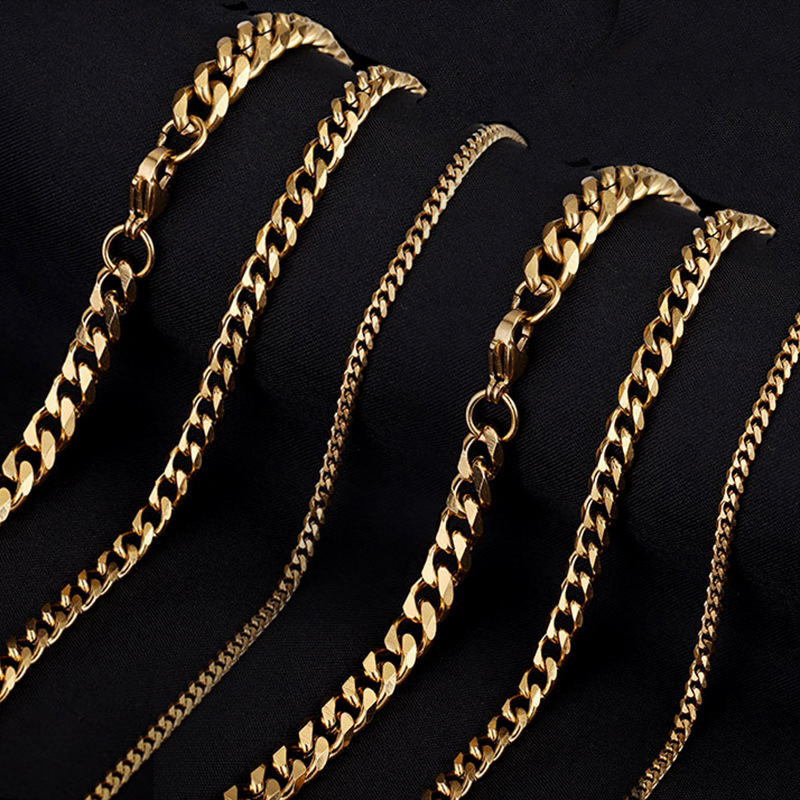 NK chain stainless steel hip hop six-sided grinding Cuban chain necklace bracelet simple fashion sweater chain manufacturers jewelry wholesale NK chain stainless steel hip hop six-sided grinding Cuban chain necklace bracelet simple fashion sweater chain manufacturers jewelry wholesale