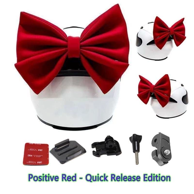 Thickened Helmet Bowknot Helmet Motosiklet dəbilqələri - red