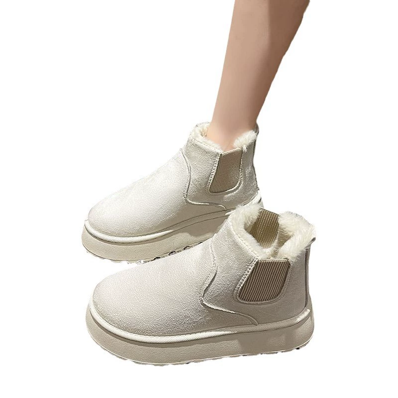 Fashionable fleece keep warm matte boots platform, plus size