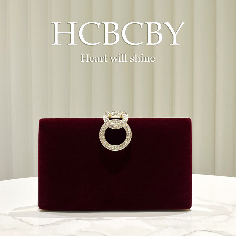 Burgundy Glitter Rhinestone Buckle Evening Bag, Elegant Velvet Box-Shaped Clutch Bag for Women, Qipao Dress Bag Burgundy Glitter Rhinestone Buckle Evening Bag, Elegant Velvet Box-Shaped Clutch Bag for Women, Qipao Dress Bag