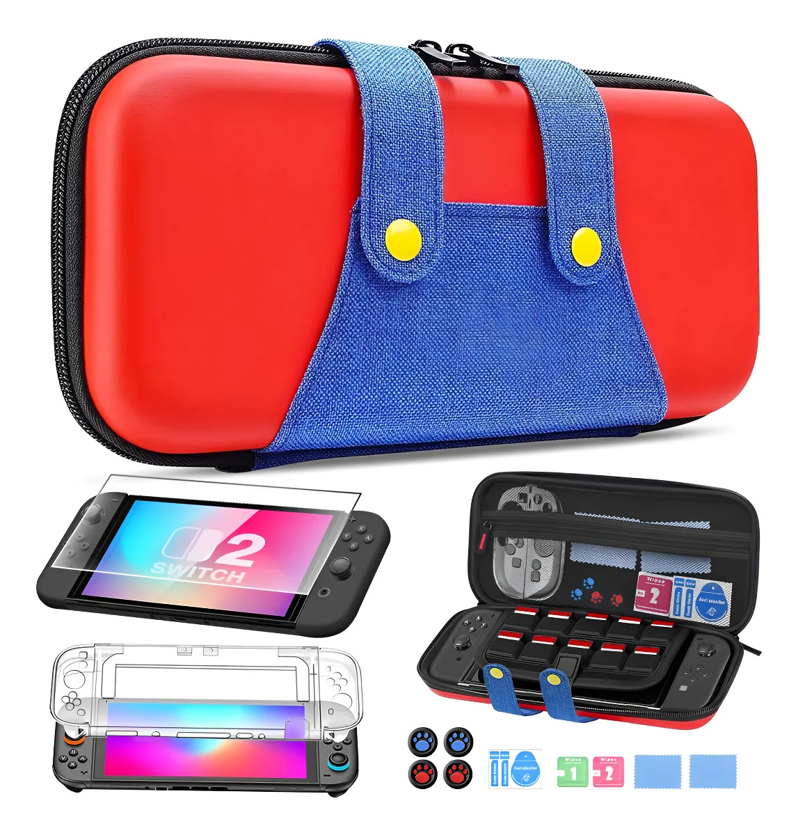 2025 nuevo conjunto de bolsa de almacenamiento switch2 cubierta protectora de caja de cristal switch2 película templada switch2