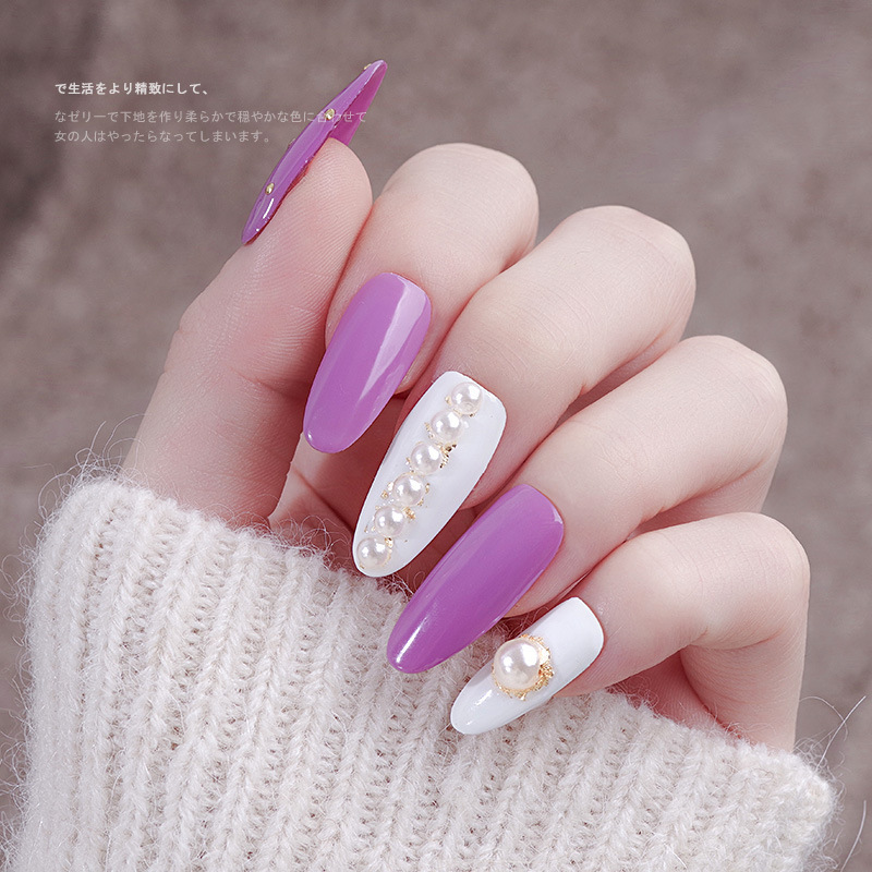 Venta al por mayor blanco beige tamaño semicírculo perla tridimensional paquete DIY hecho a mano uñas joyas de perlas planas