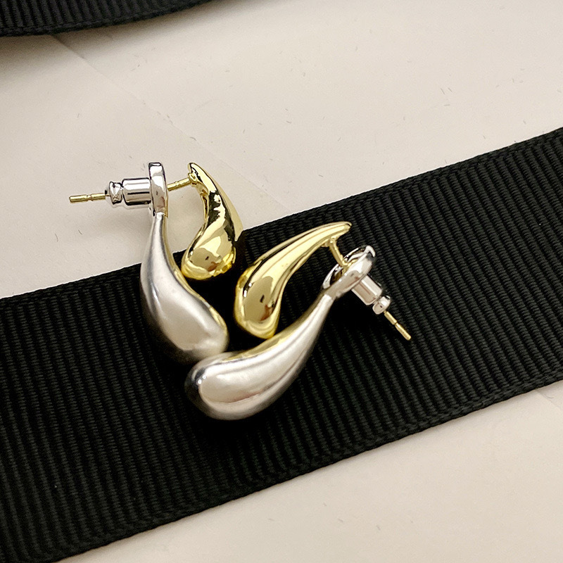 White Gold Plated Plating Material Ear Studs Classification 1 Pair Casual Simple Style Water Droplets Copper White Gold Plated Ear Studs