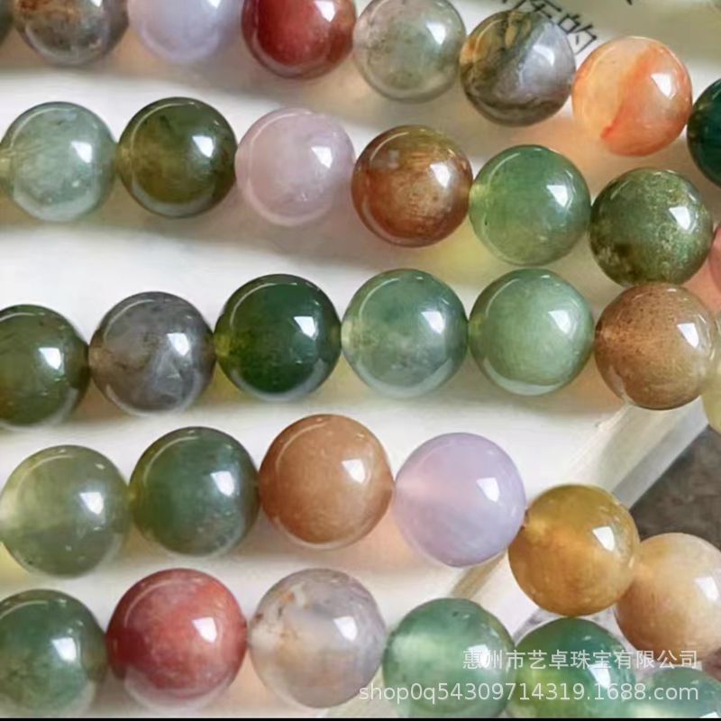 Natural indio colorido Jade cuentas redondas ágata perlas sueltas agua hierba ágata perlas DIY pulsera collar accesorios de la joyería