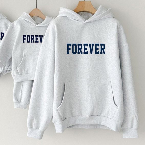 Estilo coreano ins moda invierno nuevo padre-niño desgaste casual carta suelta gran bolsillo de lana suéter con capucha familia desgaste