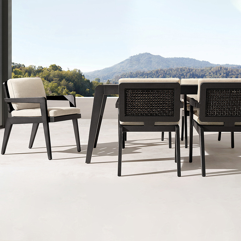 Mesas y sillas de teca para exteriores, muebles de diseño impermeables y resistentes al sol para terraza y patio, juego de mesa y sillas de madera maciza para jardín y villa. image 4