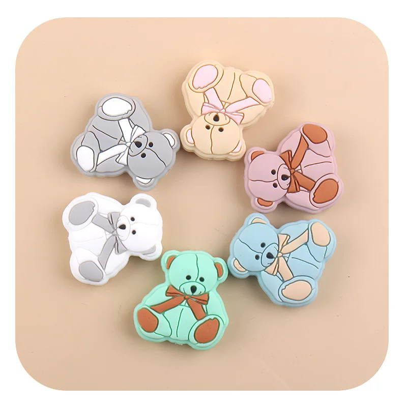 Children's cartoon teether with animals for correct bite, creative jewelry, pacifier, accessories, with little bears, handmade