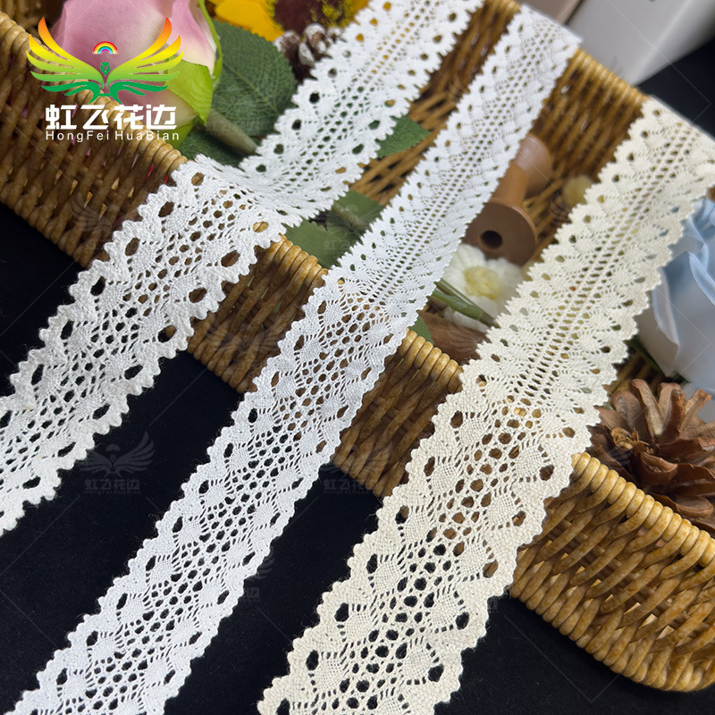 Double-Sided Micro-Wave Cotton Thread Embroidery Lace High-End Clothing Dress Patchwork Accessories Home Textile Bedding Soft Decoration Trim