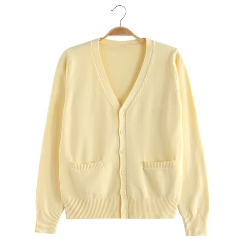 JK 制服セーターカーディガン卸売ベーシックジャケット女性の秋と冬のカレッジスタイルニットセータージャケット V ネック