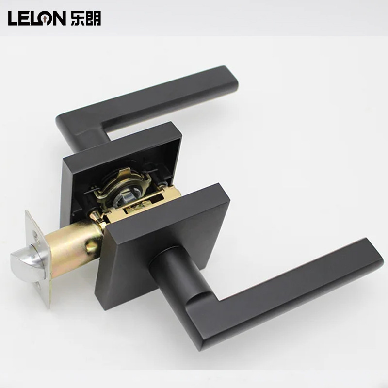 Cerradura de mano de baño cuadrada de aleación de zinc cerradura de puerta negra americana cerradura de puerta de baños domésticos de tres barras