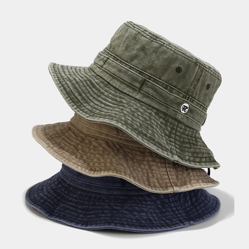 Sombrero de pescador estilo vintage británico 2024, nuevo estilo, lavado, con parches, retro, a prueba de viento, para exteriores, para hombre y mujer, para ciclismo.