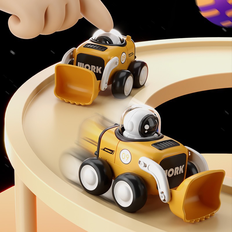 Presionar astronauta inercia coche de ingeniería excavadora coche juguete lindo juguete dibujos animados fábrica directa
