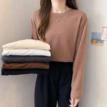 德绒长袖恤女秋冬新款加绒加厚半高领打底衫女内搭洋气上衣