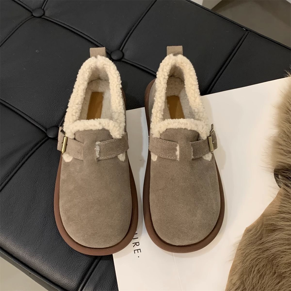 Bocken con una base suave de terciopelo de invierno retro calentamiento de los zapatos de algodón Bocken zapatos de comercio exterior al aire libre cómodos y resistentes al desgaste