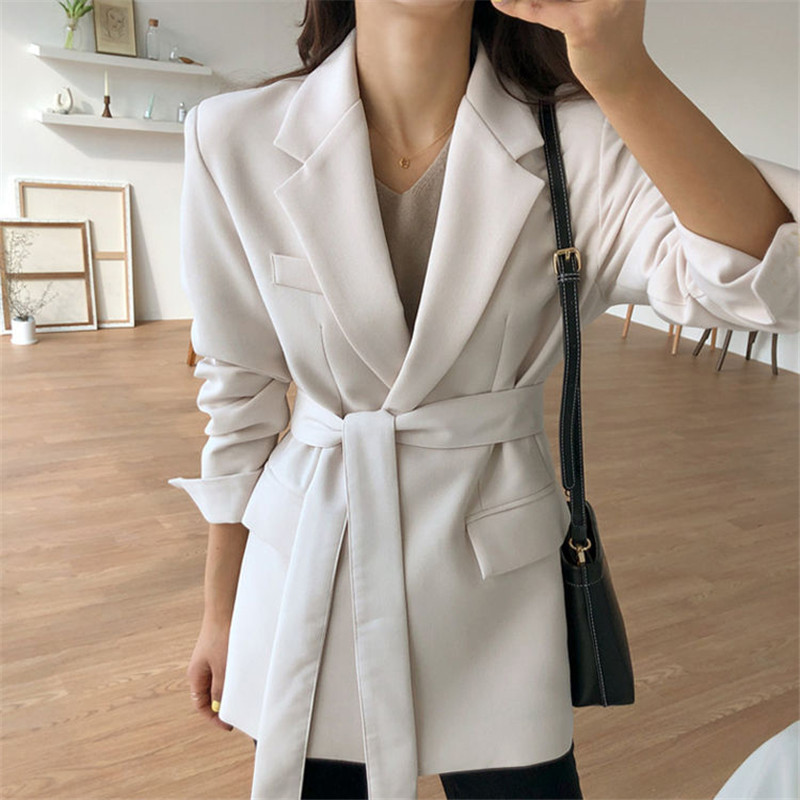Abbigliamento donna Giacca nera da abito Cintura da donna 2024 Nuovo design primavera e autunno Nicchia Stiratura gratuita Temperamento Piccolo abito Manica lunga_voghion.com