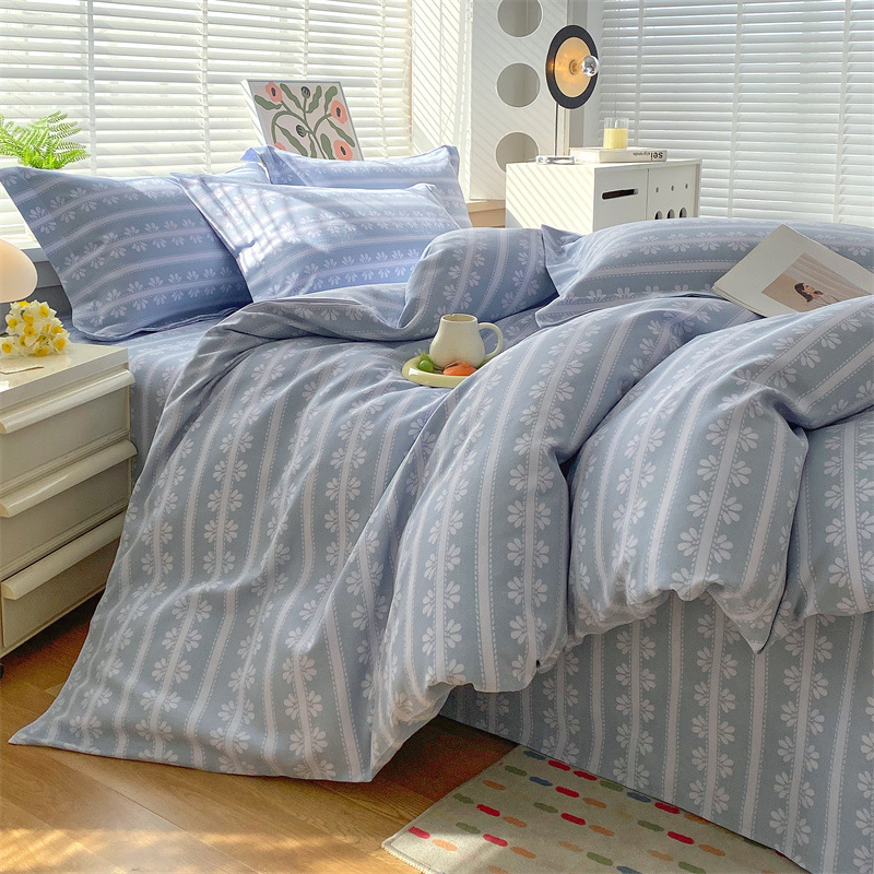 古布増粘純綿4点セット、綿寝具、夏用掛け布団カバー、寮用シーツ、ボックスシーツ3点セット|undefined