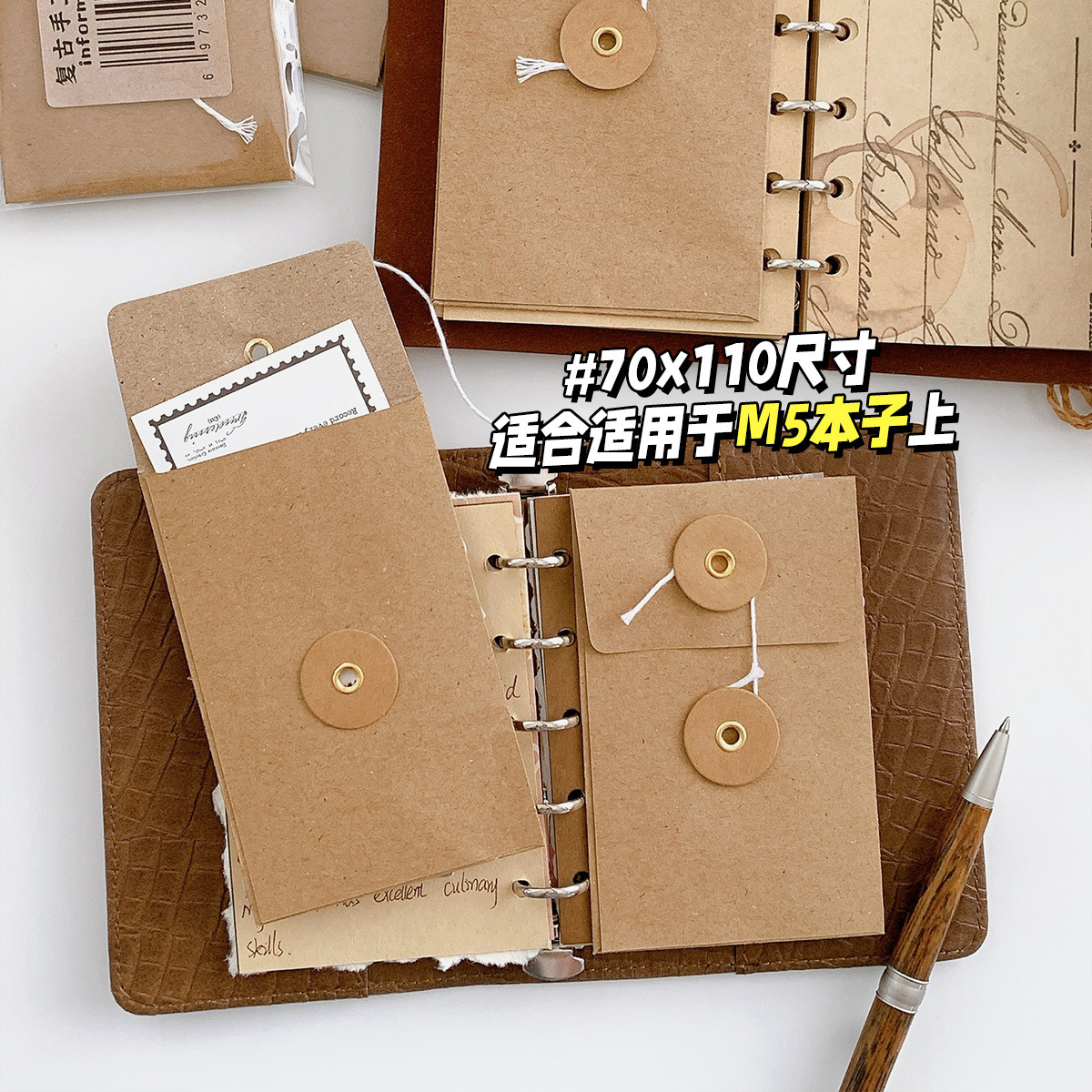 레트로 핸드메이드 소가죽 서류 가방 M5A7 매칭 페이스트 보관 가방 파일 TN 핸드북 루즈리프 책 장식