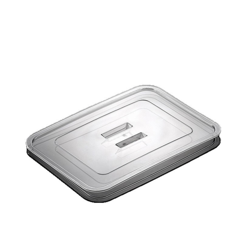 Cubierta de bandeja transparente cubierta de bandeja rectangular comercial PET cubierta de plástico cubierta de acero inoxidable cubierta de bandeja cuadrada