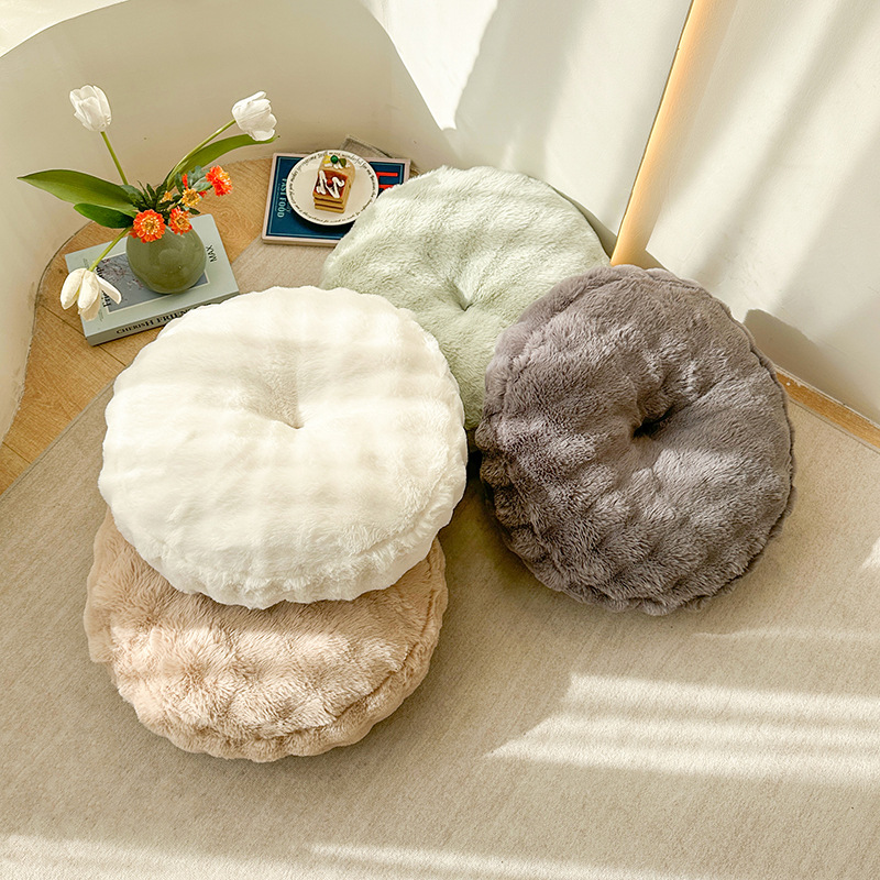 冬季现代简约风兔毛绒坐垫蒲团垫餐椅子垫办公室榻榻米飘窗地板垫