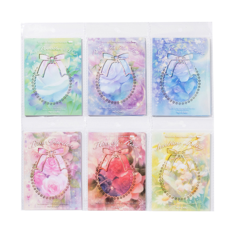 Papel de material de papel kraft blanco Mo Moonflower Colgante de luna Serie de sueño de flores Ilustración de mascotas lindo Papel de material de base de cuenta manual