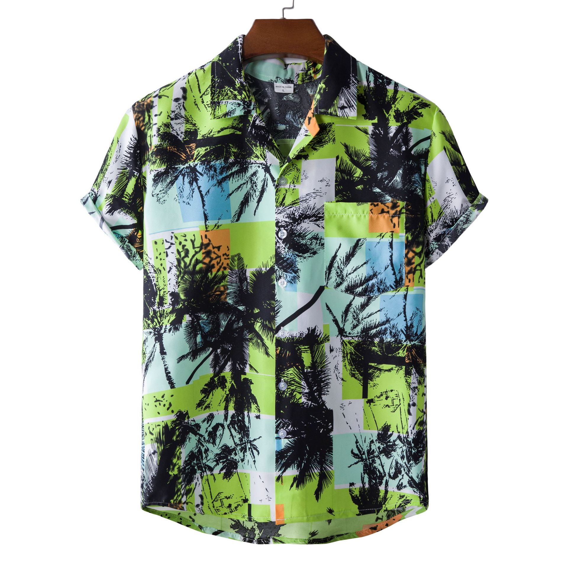 Suministro de comercio exterior transfronterizo 2021 Camisa de manga corta hawaiana estampada estilo étnico para hombres Camisa de manga corta para hombres