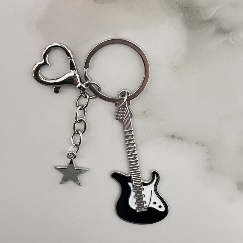 Cross-Border New Product Metal Guitar Keychain Personalized Enamel Creative Oil-Drip Pendant Accessory Creative Personalized Keychain Cross-Border New Product Metal Guitar Keychain Personalized Enamel Creative Oil-Drip Pendant Accessory Creative Personalized Keychain