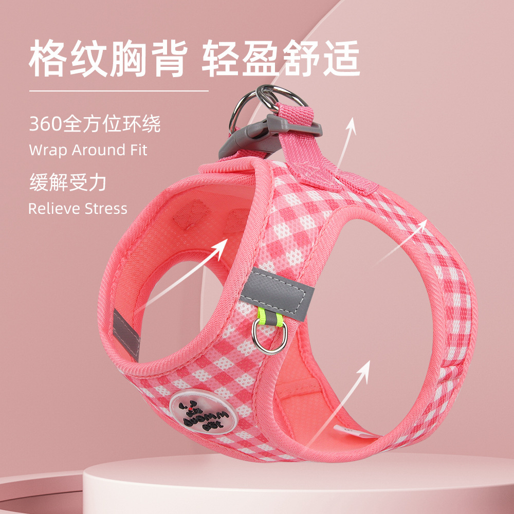 Cross-Border Dog Leash, Small and Medium-Sized Dog Harness, Reflective Pet Leash, Puppy Harness for Teddy and Bichon