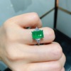 Rectangular zirconium, ring with stone, European style, wholesale