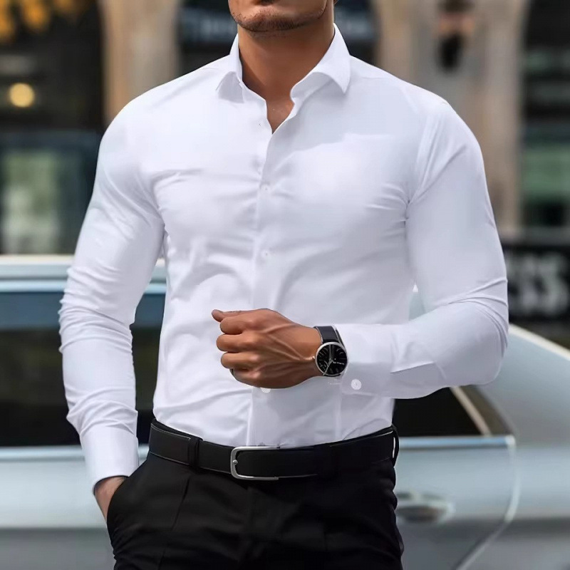 Muscular Men's Business Shirt, No-Iron Professional Workwear, Summer Anti-Wrinkle Casual Shirt, Men's Long-Sleeve Shirt Muscular Men's Business Shirt, No-Iron Professional Workwear, Summer Anti-Wrinkle Casual Shirt, Men's Long-Sleeve Shirt