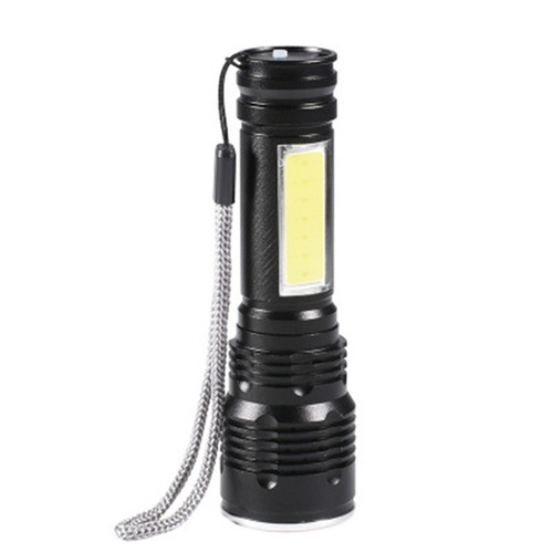 Cross-border special supply of strong light aluminum alloy rechargeable flashlight outdoor T6+COB lithium battery mini zoom flashlight