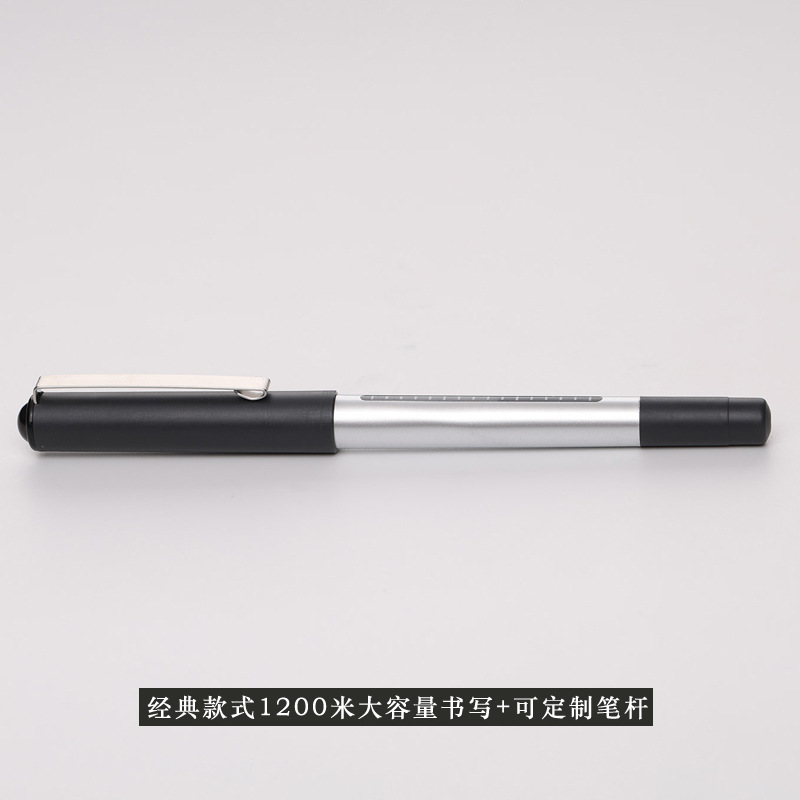 Clásico de gran capacidad pluma de perlas líquida directa personalizada impresión LOGO firma de oficina bala negra pluma neutra de secado rápido image 4