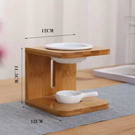 木制精油架家用卧室香薰蜡烛燃烧器带陶瓷套装香水架厂家熏香炉