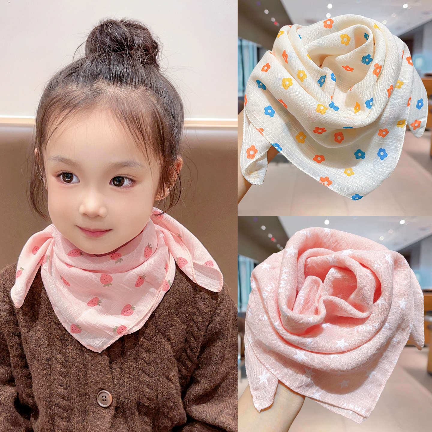 Niñas coreanas bufandas de algodón y lino para niños primavera y otoño delgada baby collar bufandas de viento en todas las estaciones