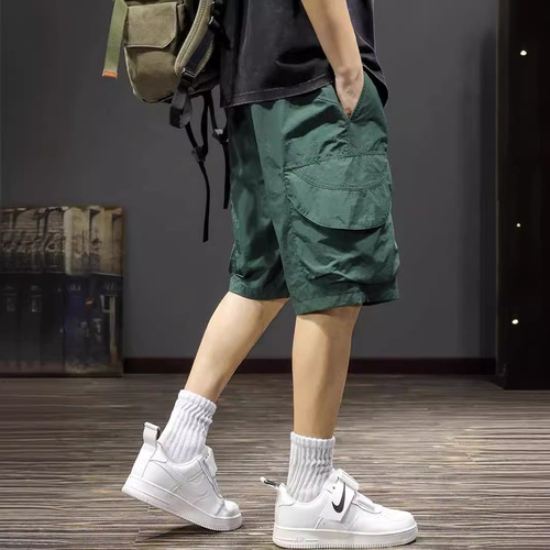 2025 Summer Thin Loose Plus Size Ice Silk Casual Five-Pocket Shorts Quick-Dry Men's Japanese Trend Brand Work Shorts