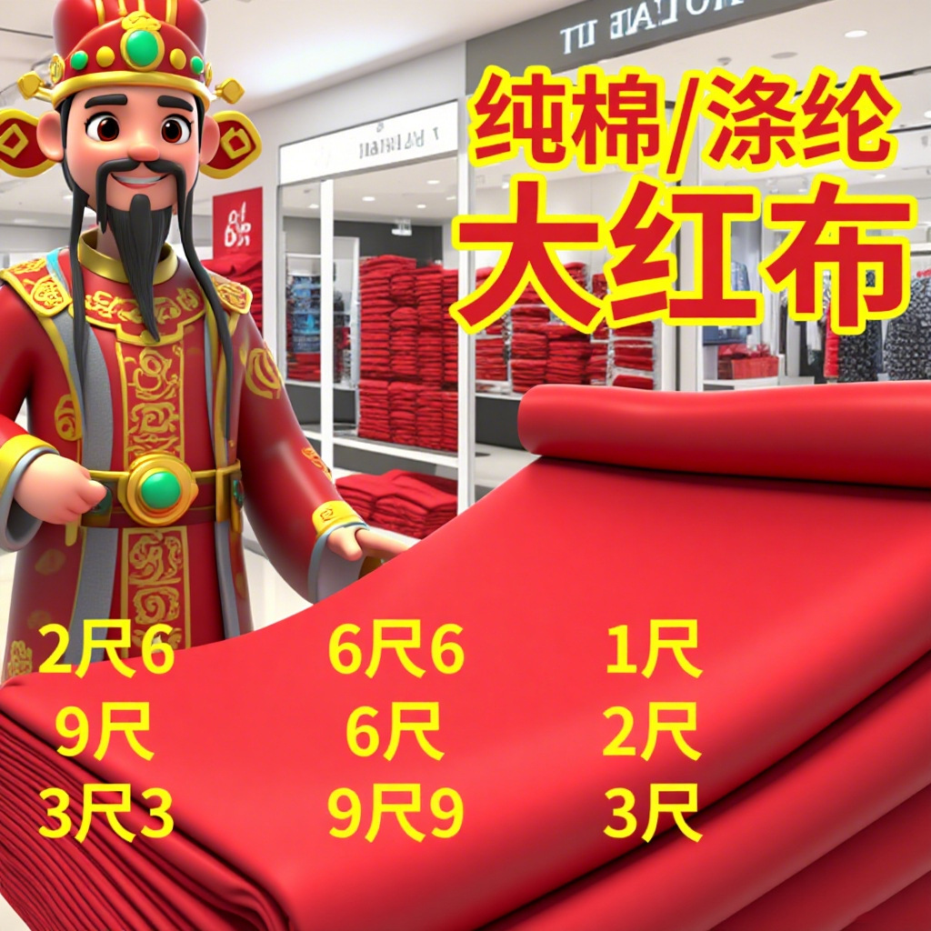 纯棉大红布料婚庆喜事红棉布佛布红绸布全棉中国风剪彩开业绸缎布