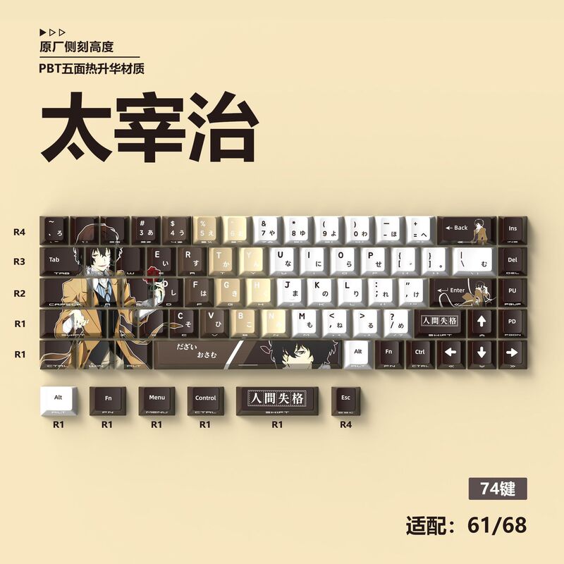ミステリーフィールド 漫画アニメキーキャップ 二次元 厚め オリジナルサイド刻印文字 透光PBT昇華キーキャップ 74キー|undefined