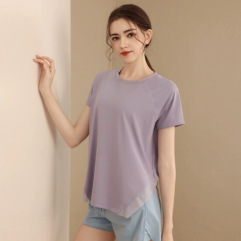 Йога-одежда, футболка быстросохнущая, дышащая для тренировки в зале, с коротким рукавом, стиль высокого качества, для бега