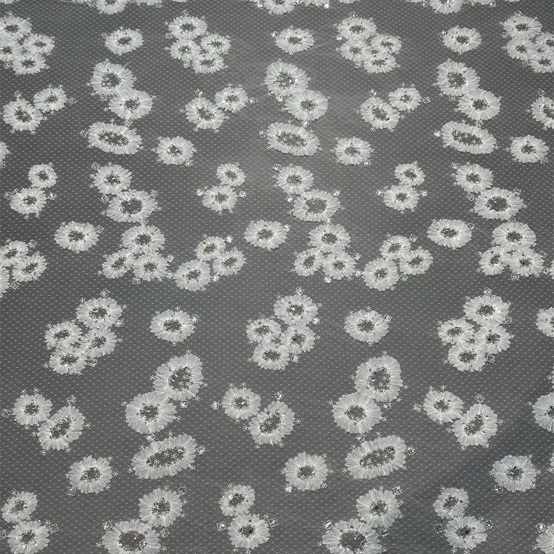 Fabricante de material de tela bordada elástica tela de malla de moda pequeña fresca vestido de boda vestido de tela image 4