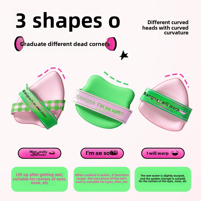 Powder Puff Set 3-Pack, Dual-Use Super Thick Makeup Sponge, Hydrophilic Polyurethane, Boxed