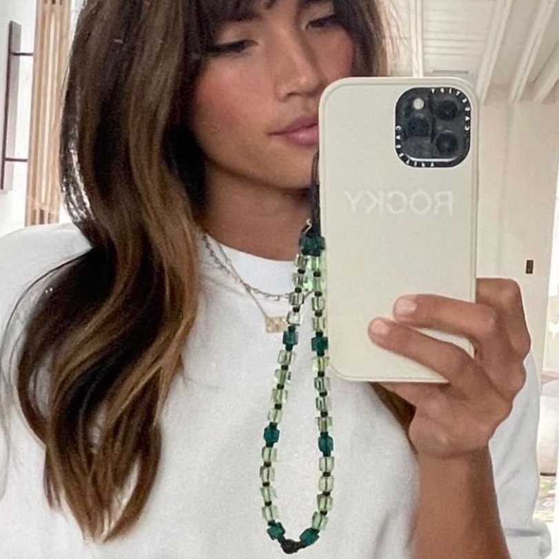 KKBEAD New European and American Temperament Ins Internet Celebrity Fashion Geometric Square Color Crystal Textile Mobile Phone Rope Hanging Ornaments