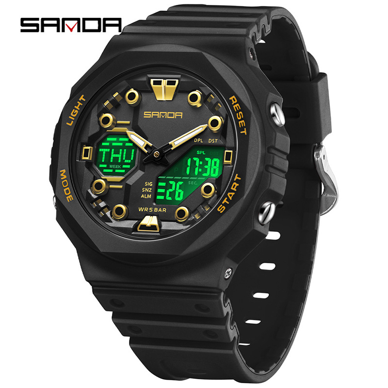 Sanda Sanda 6200 Orologio elettronico Esplosioni Sveglia multifunzionale Orologio impermeabile Orologio Cool Beginning Orologio per studenti delle scuole superiori_voghion.com