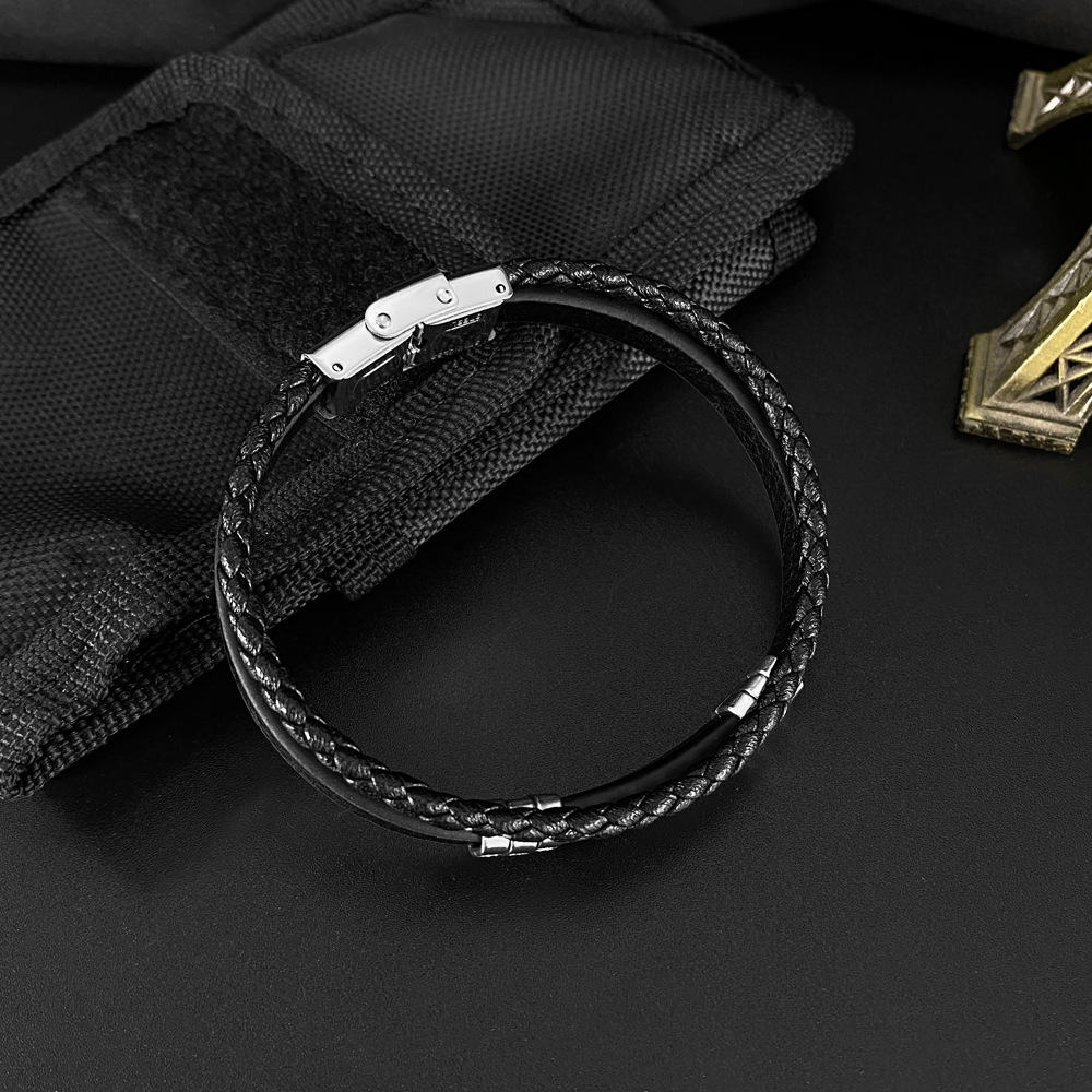 Men's Diamond Leather Bracelet Wholesale display picture 5