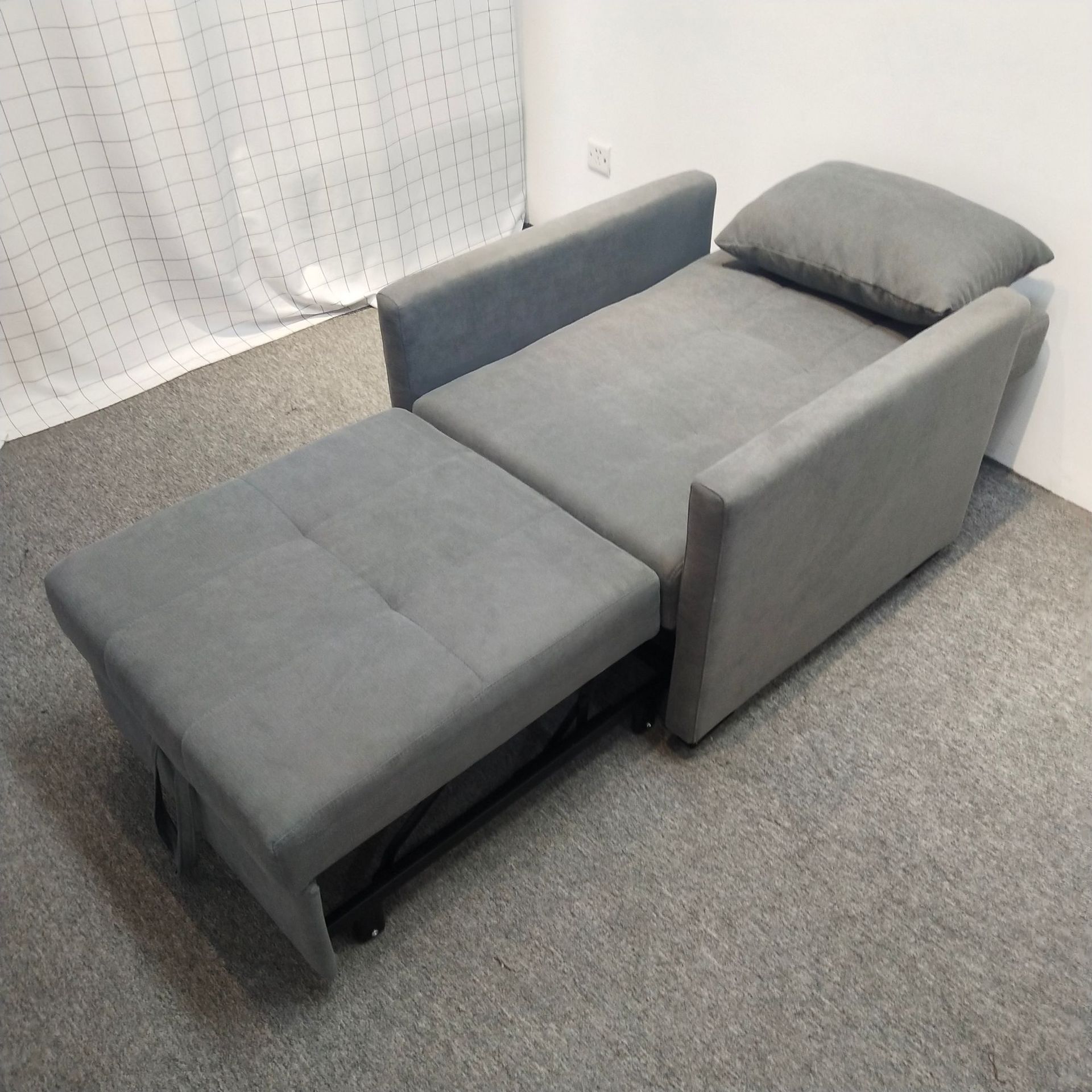 Sofá plegable para una persona doble balcón pequeño sala de estar desmontable cama de tela imitación de algodón lino pequeño sofá