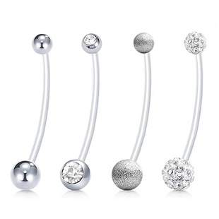Cross-border e-commerce 4 sets Shambhala Diamond Ball stainless steel diamond matte soft Rod UV transparent pregnant women belly button nail