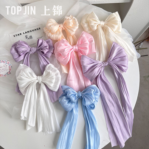 Mother's Day New Arrival French Pearlescent Sheer Fabric Handmade DIY Butterfly Knot Band Snow Silk Fabric Floral Supply