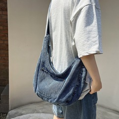 水洗牛仔布包大容量斜挎包學生上課包女日系帆布包韓版簡約單肩包