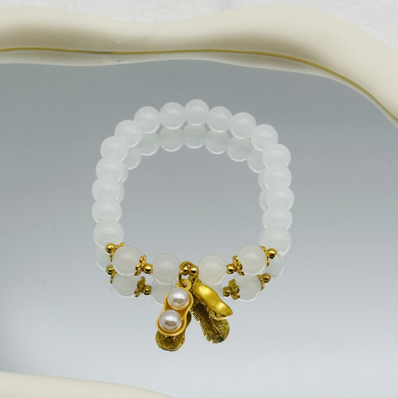 S063-천연 백마노 좋은 것 땅콩 팔찌#SZ515용