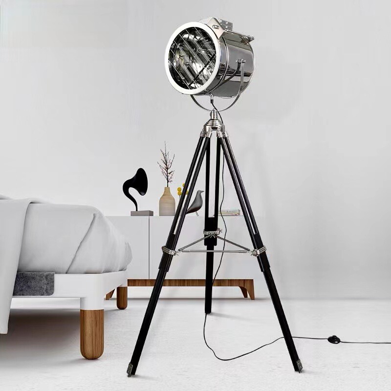 Nordic Creative Minimalist Living Room Sofa Side Floor Lamp Studio Searchlight Foldable Stainless Steel Tripod Lamp