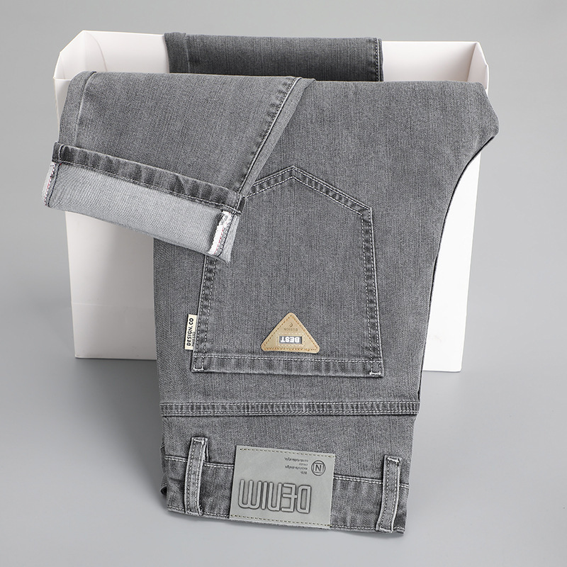 高端欧货精品天丝牛仔裤男装外贸2025秋季新款水洗浅色直筒男裤子